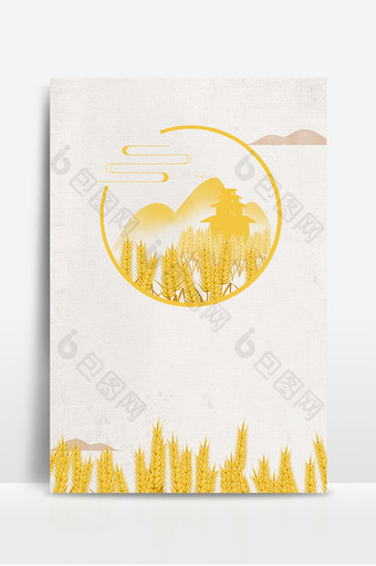 手绘芒种黄色麦穗丰收节气背景图片