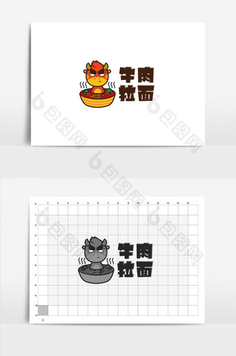 矢量卡通牛肉拉面店铺标志logo图片