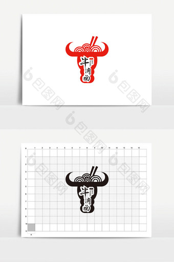 大气简约牛图形牛肉面餐饮VIlogo模板图片