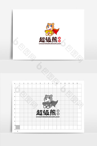 暖色卡通小熊餐饮logo图片