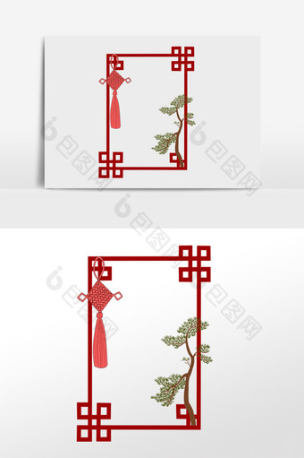 中式花纹红色边框图片