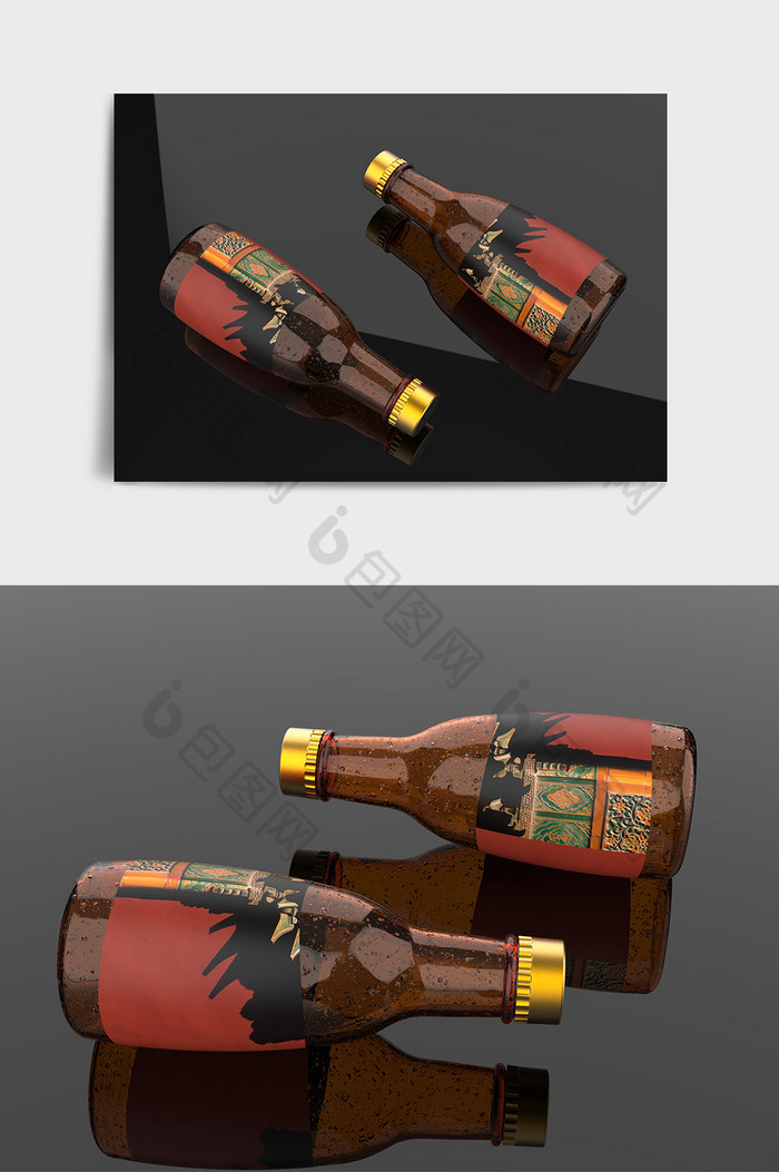 简约玻璃瓶啤酒C4D模型