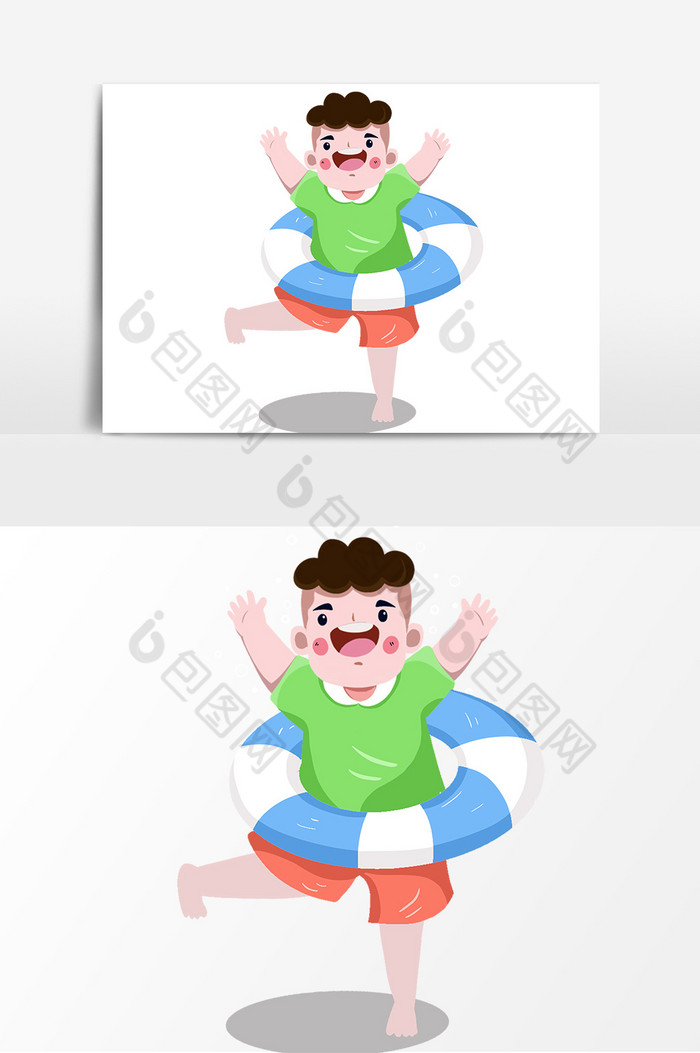夏至游泳的小男孩图片
