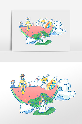 图片 水果夏天图片本素材所属分类为广告设计 ,主要用途为手绘卡通