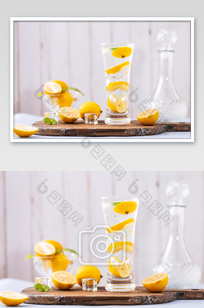 柠檬水果夏日清新清爽白色主题图片