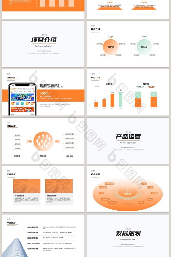 简约橙色招商计划书ppt模板