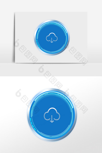 蓝色闪光云科技按钮图片