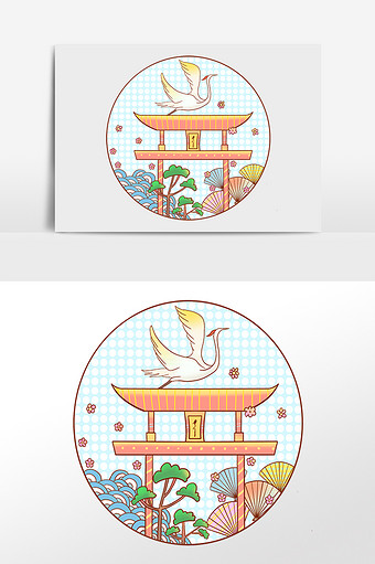 日式和风鸟居门建筑