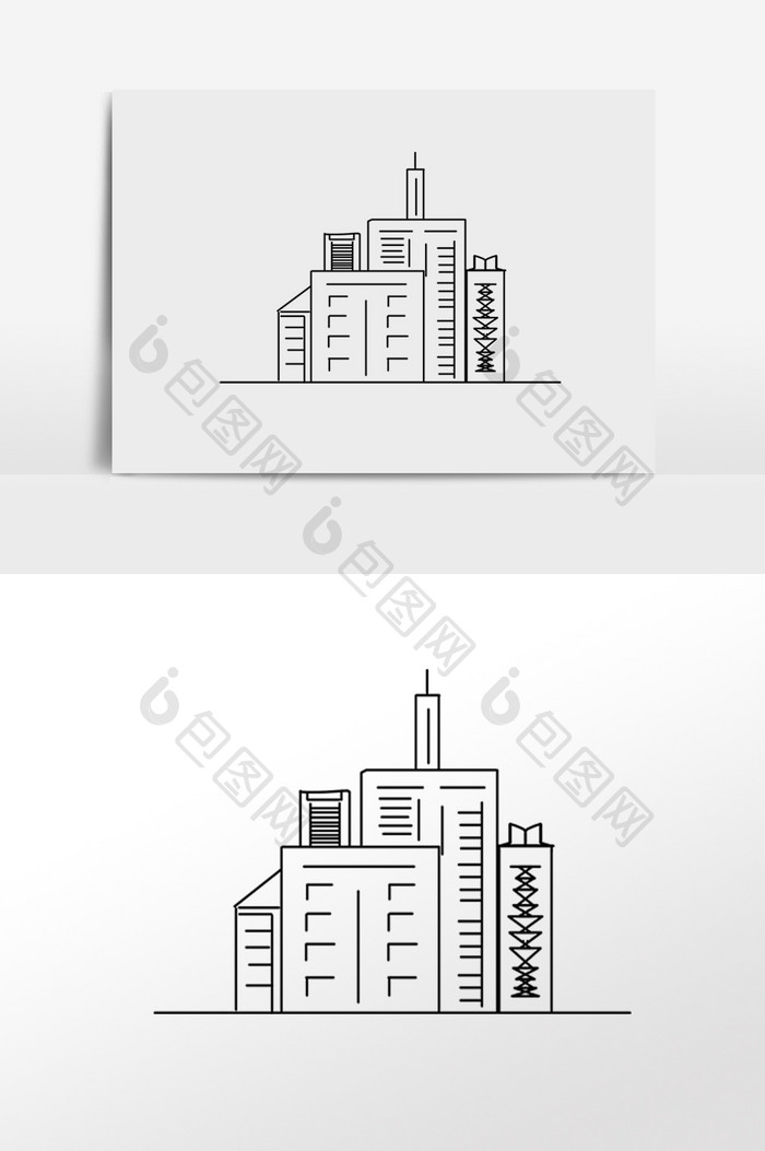 城市线描写字楼建筑