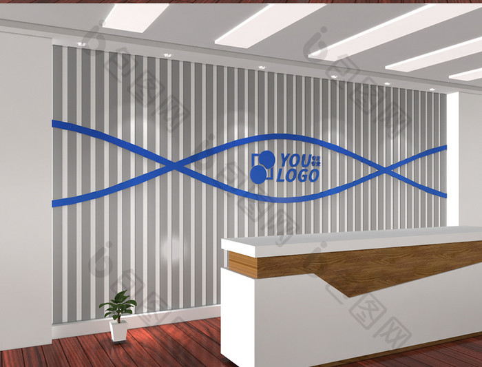 线条LOGO墙公司形象墙企业前台背景