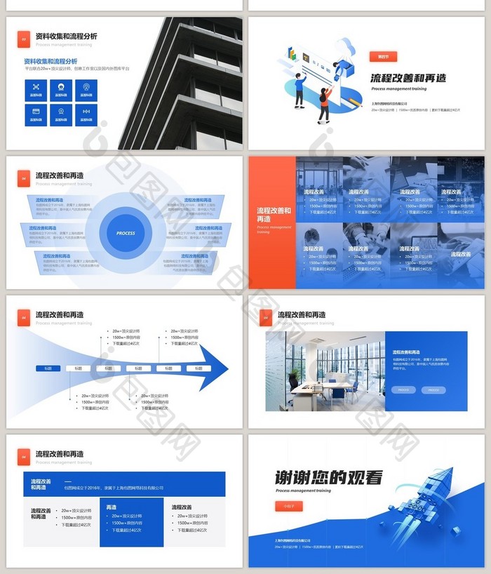 蓝色简约科技企业流程管理培训ppt模板