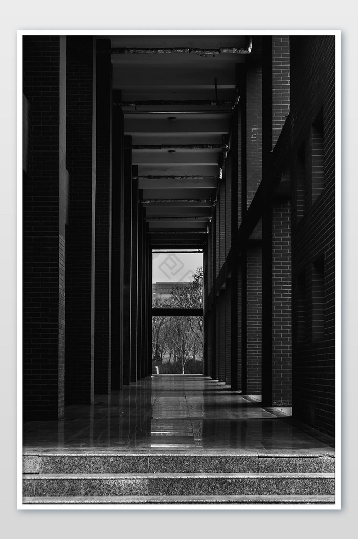 黑白大气校园建筑摄影图片