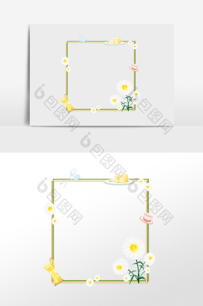 小清新植物花边框