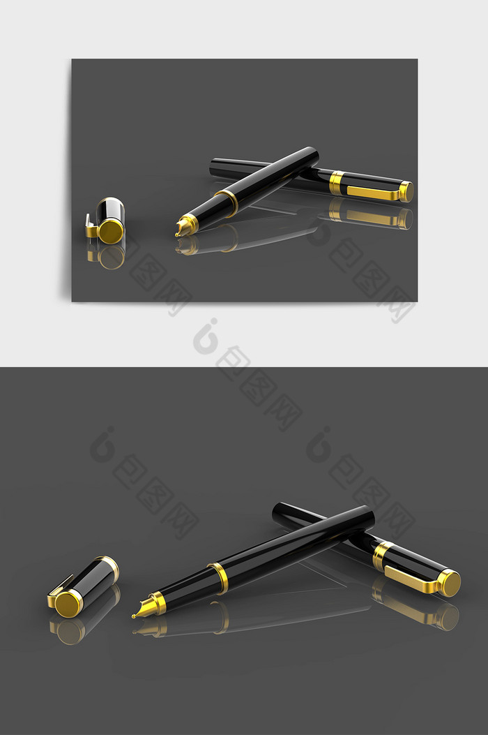 黑色高端商务钢笔C4D模型图片图片