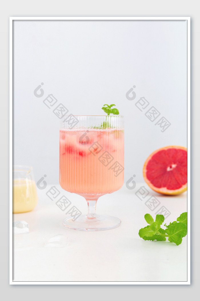 西柚水果茶摄影图片