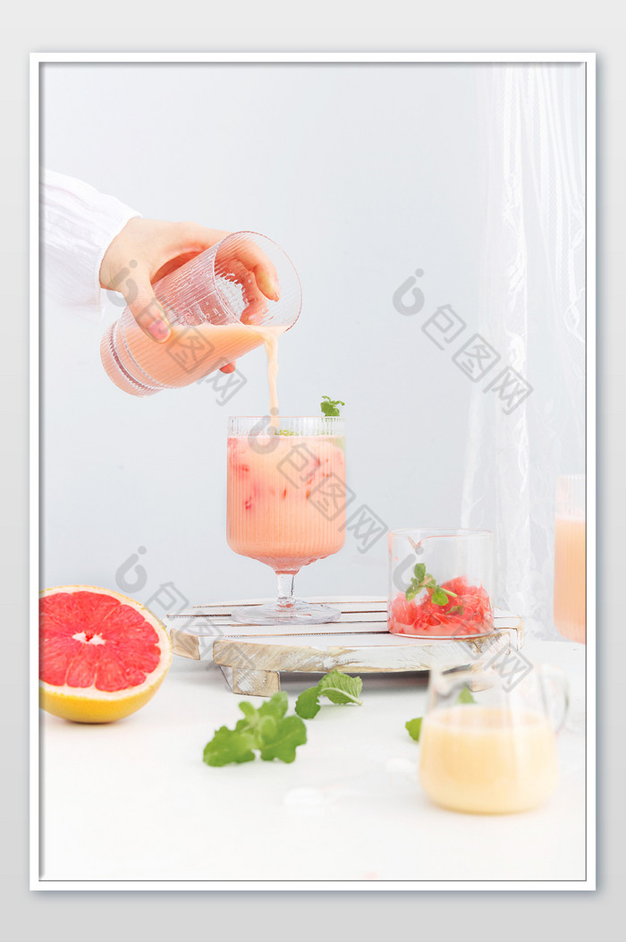 夏日冷饮西柚水果茶摄影图片图片