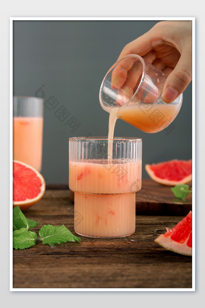 美食西柚汁饮料摄影图片