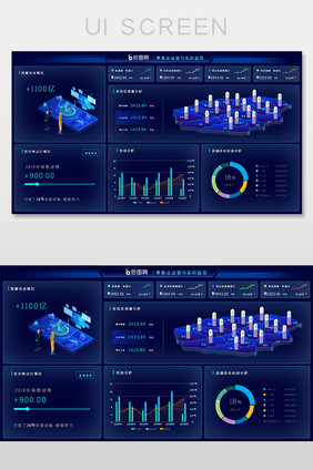 蓝2.5d科技可视化零售运行实时监控网页