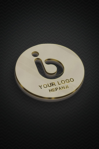 黑色炫酷金属质感纹路立体logo标志样机图片下载