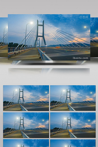 公路大桥暮色延时实拍4K素材图片