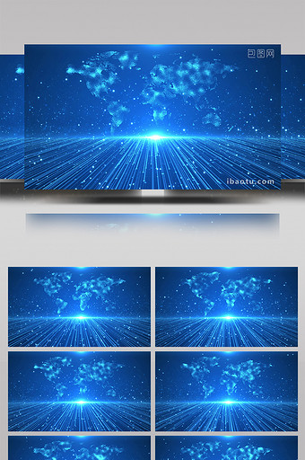 4k科技蓝粒子动态背景素材图片