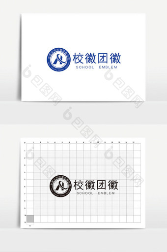 大气时尚HC字母校徽团徽logoVI模板图片
