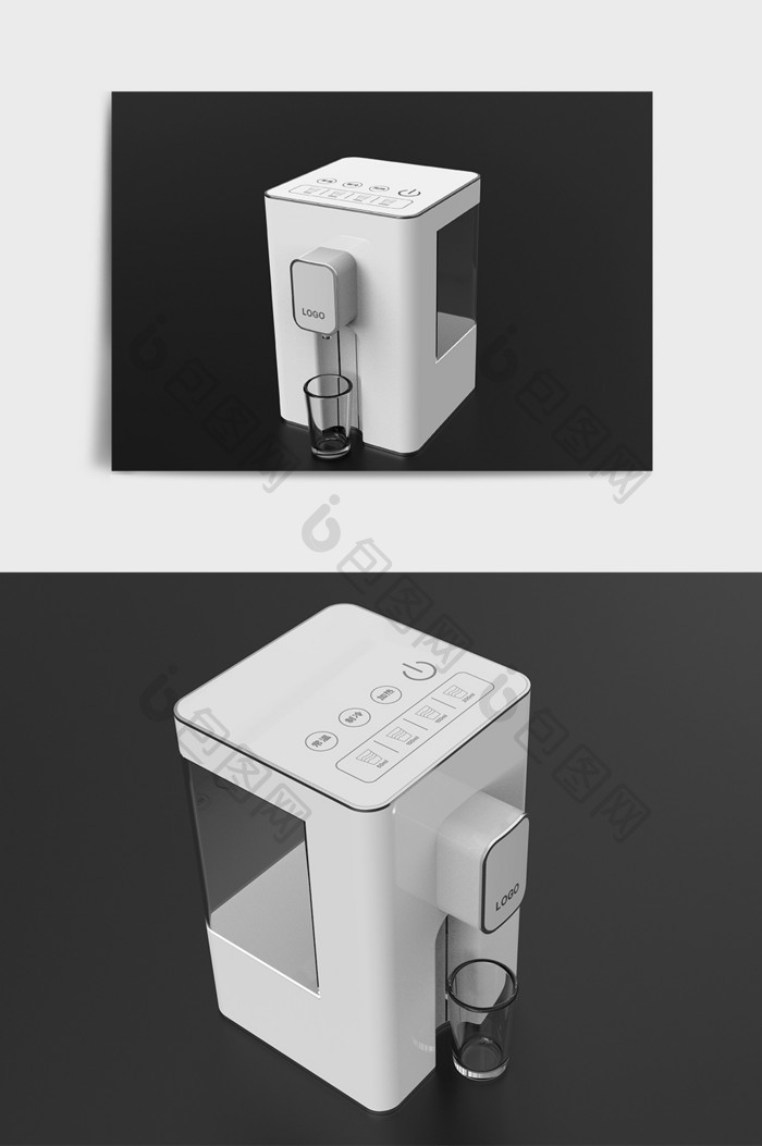 白色简约饮水机C4D模型