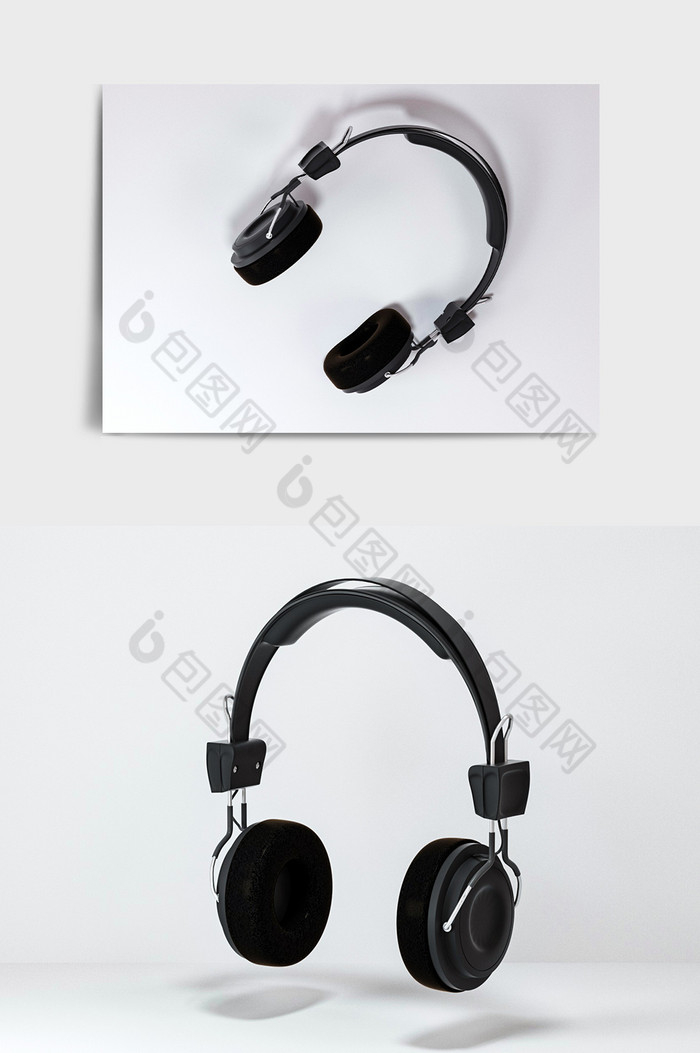 简约头戴式音乐耳机C4D模型图片图片