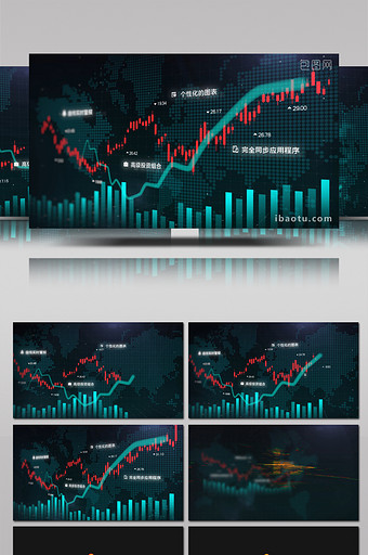 加密货币股票交易K线曲线动画片头AE模板图片