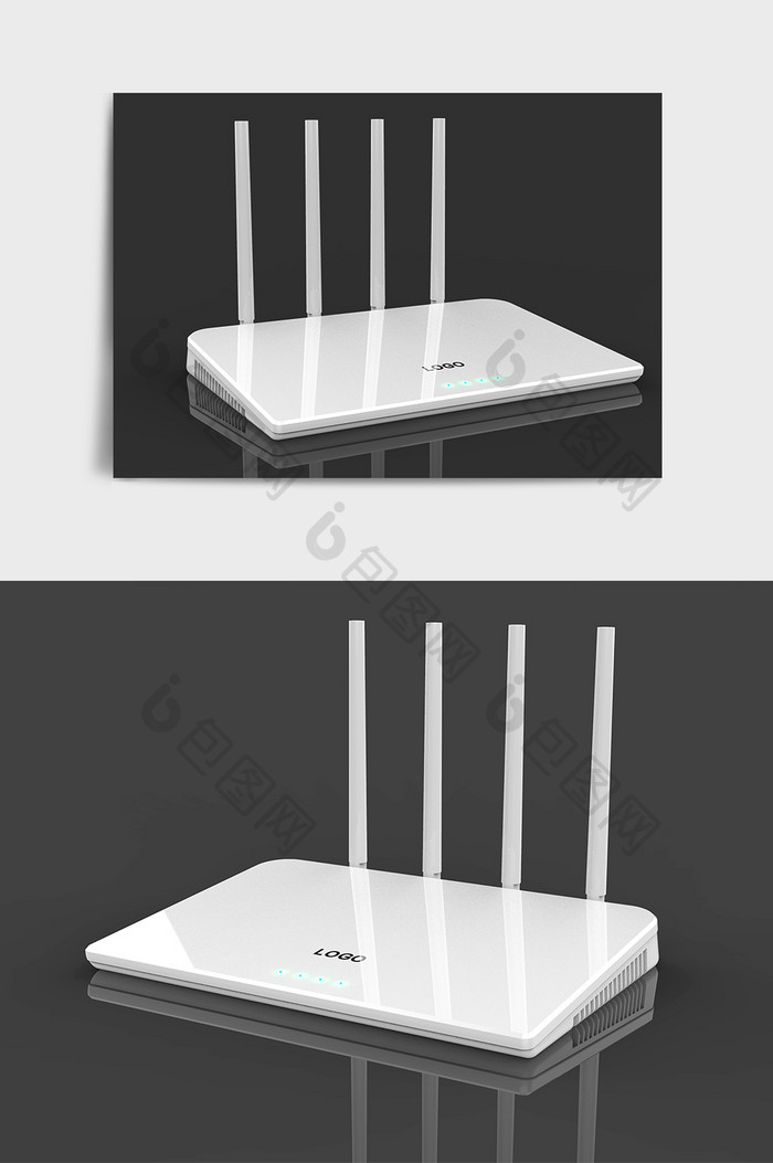 白色简约无线路由器C4D模型