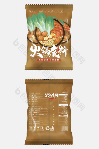 简约国潮国风插画火锅底料食品包装设计图片