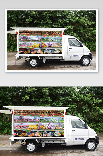 摆摊地摊车摊位水果商品贴图场景样机