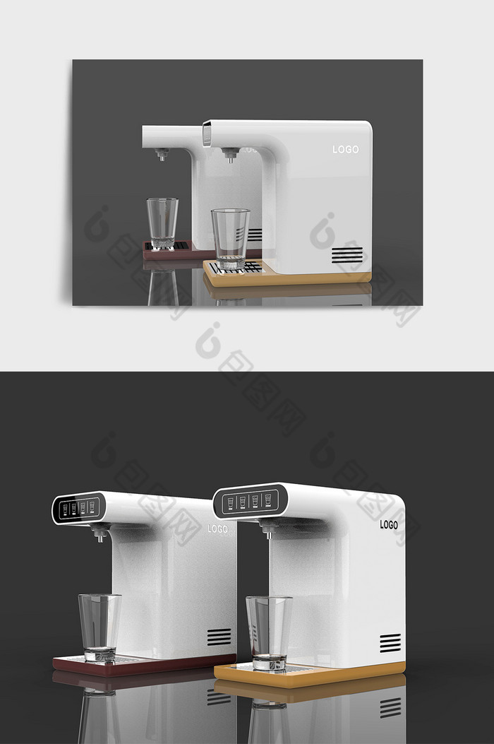 白色简约家用饮水机C4D模型图片图片