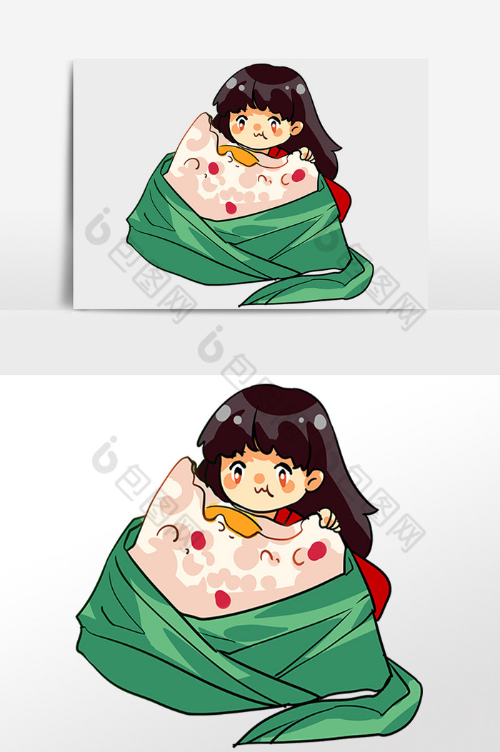 端午节女孩吃粽子图片