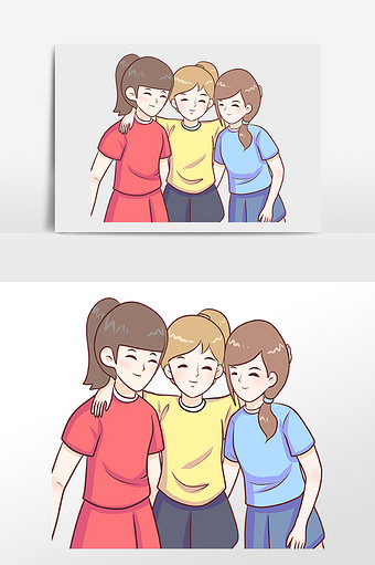 卡通约会闺蜜好朋友