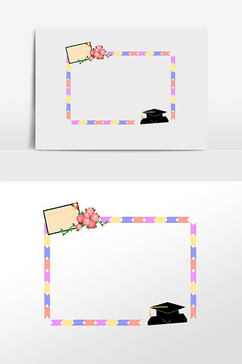 大学毕业小花边框