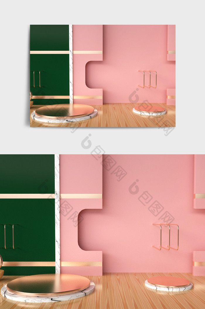 桃粉色极简风格C4D电商产品展示场景图片图片
