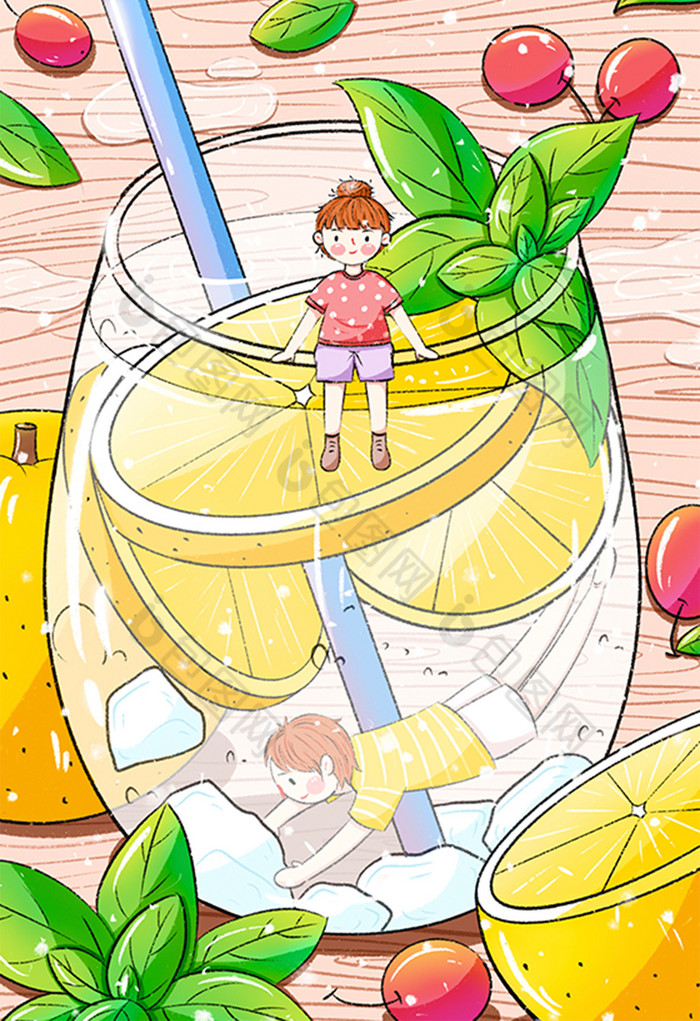 夏季冷饮插画