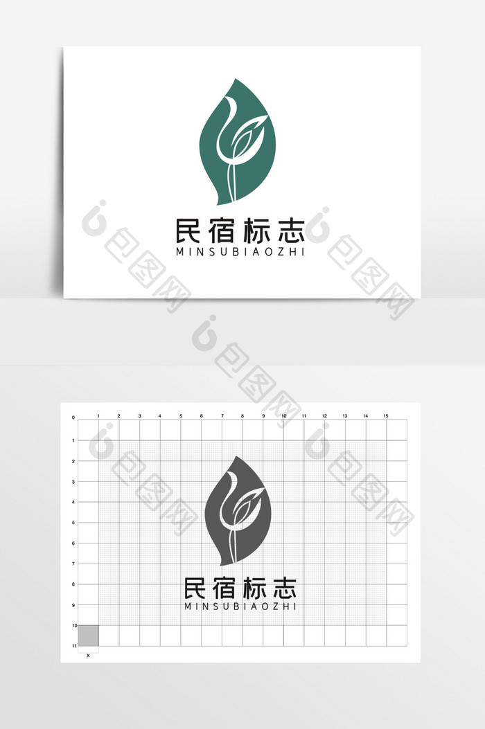 中国风民宿鹤简约大气LOGO标志VI