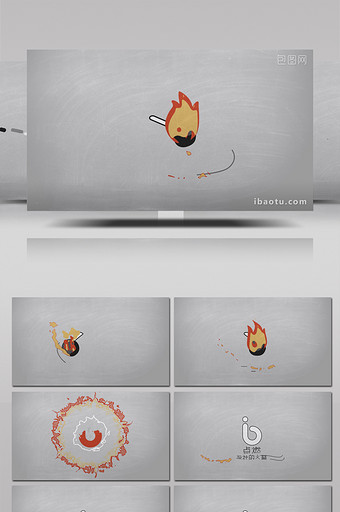 创意火柴划亮燃烧出logo动画AE模板图片