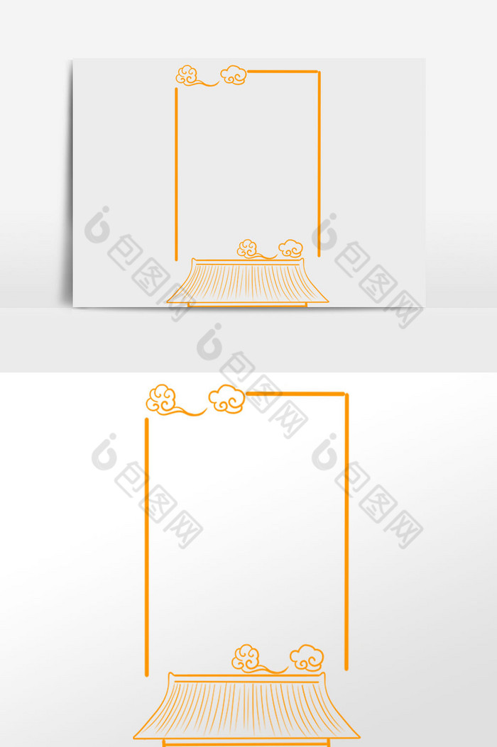 中式花纹房檐线性框图片图片