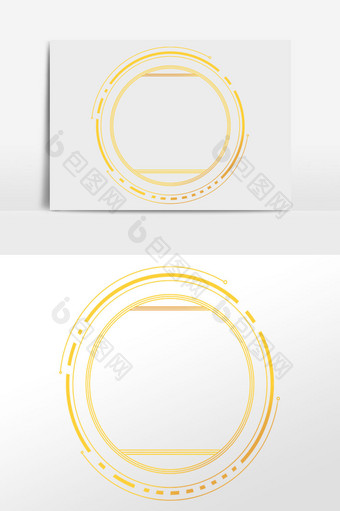 金色中式圆形线性框图片