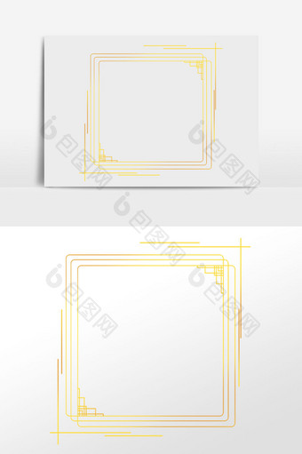 金色中式方形线性框图片