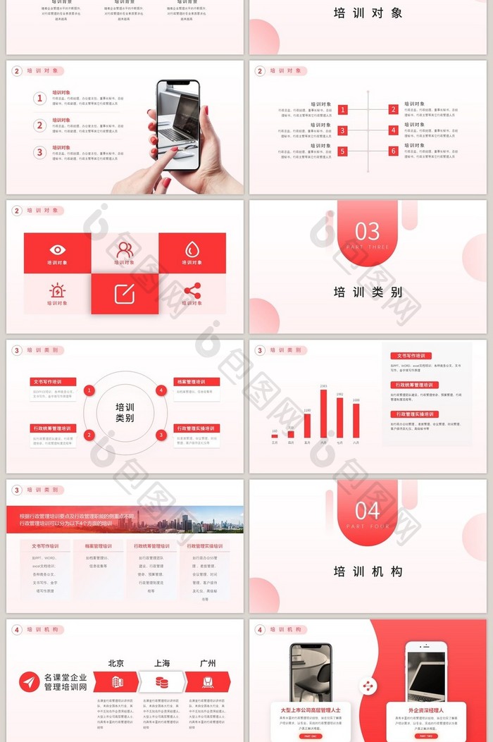 红色商务风行政人事培训PPT模板