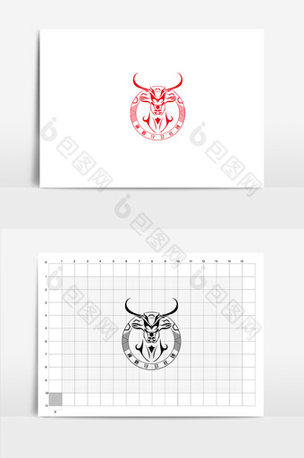 红色神秘神鹿徽章logo图片