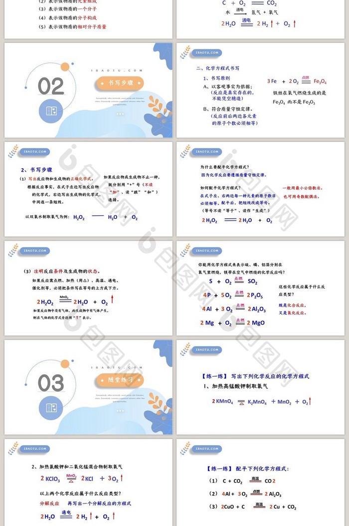 蓝色扁平化九年级化学课件PPT模板