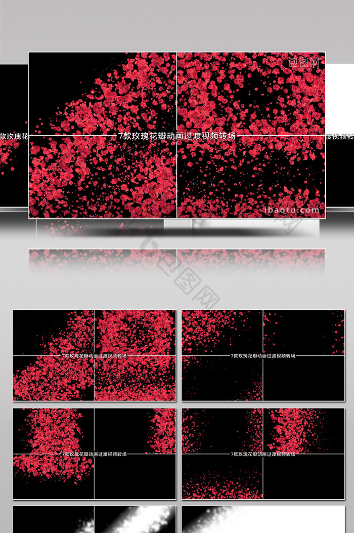 7款玫瑰花瓣动画过渡视频转场效果视频素材