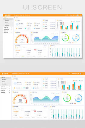 橙色可视化运营后台大数据网页界面