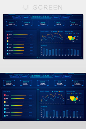蓝色大数据医院病症人数分析可视化界面