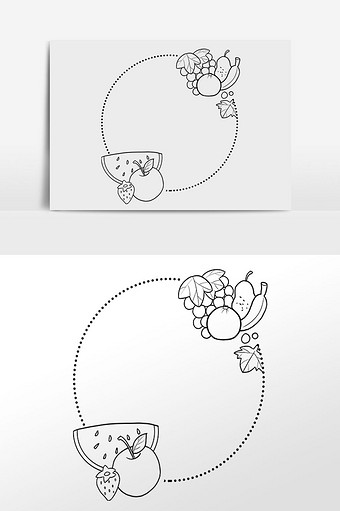 线描果蔬水果边框